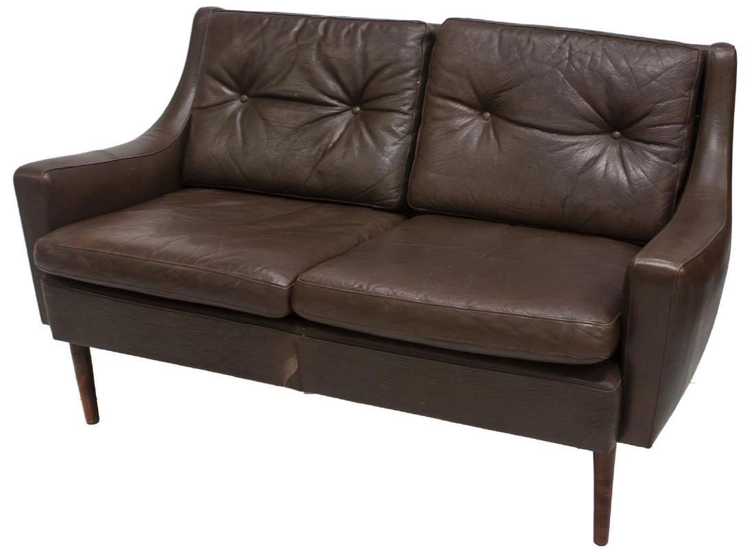 DANISH MID-CENTURY MODERN LEATHER TWO SEATER SOFA (1 of 3)