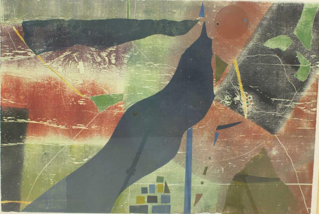 BERND KROEBER (B.1942) FRAMED MONOTYPE PRINT (1 of 4)