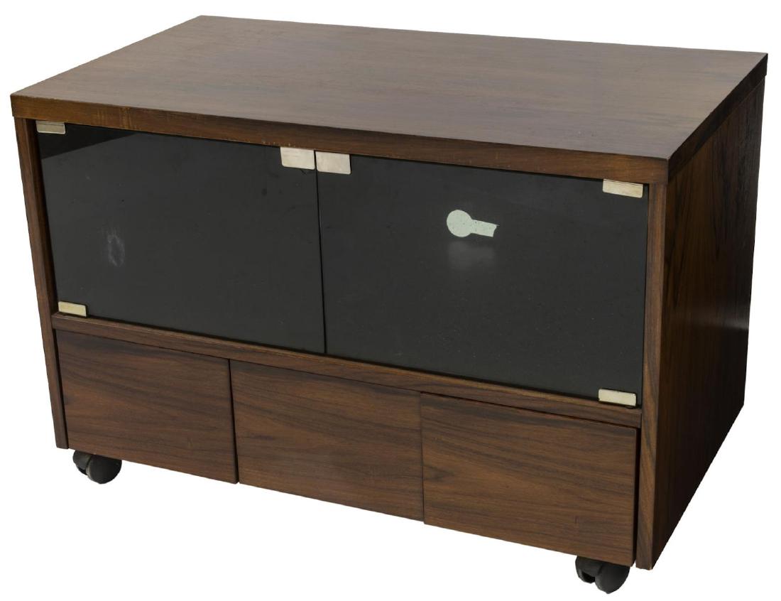DANISH ROSEWOOD MID-CENTURY ROLLING CABINET (1 of 2)