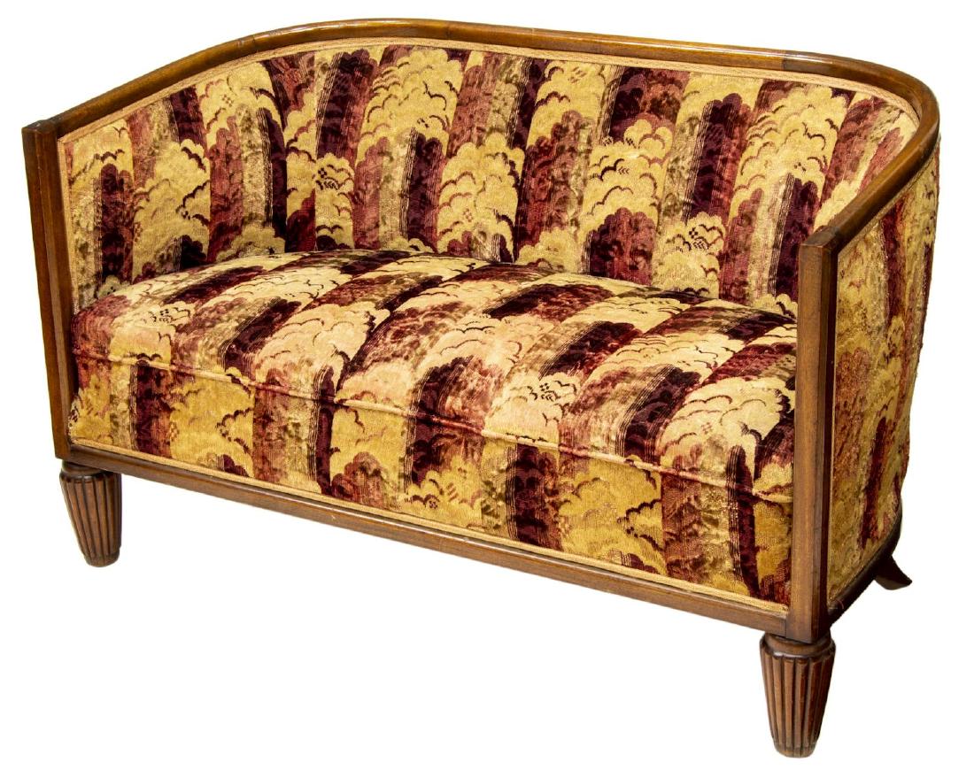 FRENCH ART DECO MAHOGANY UPHOLSTERED SETTEE SOFA (1 of 3)