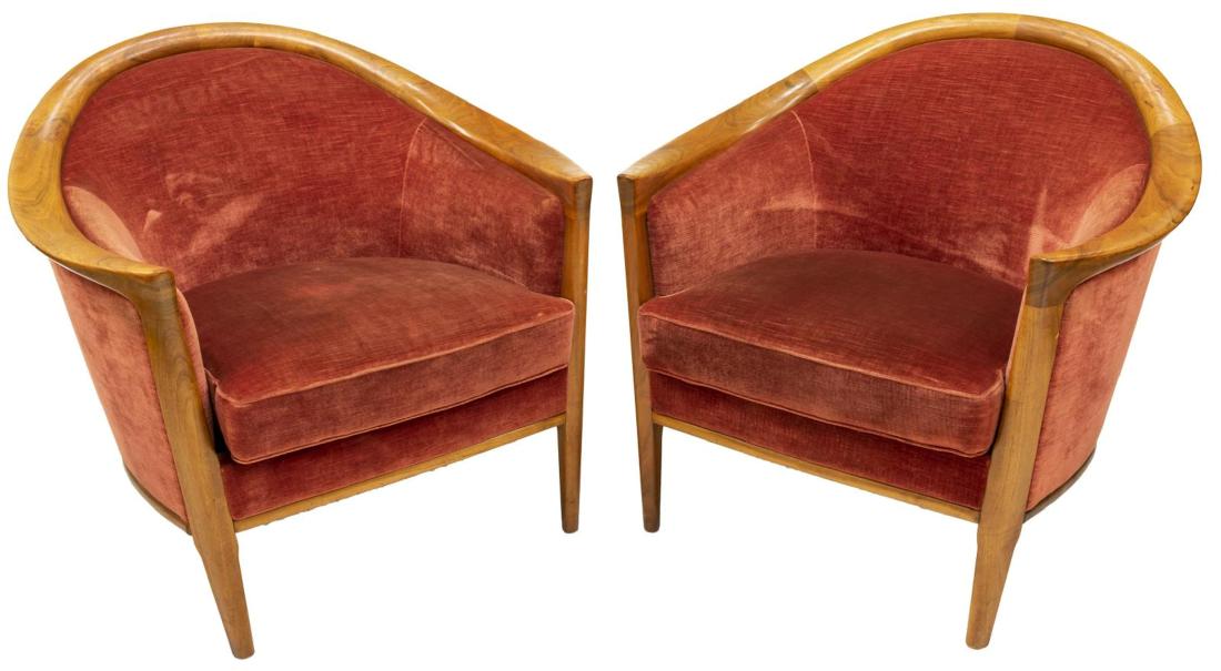 (2) DANISH MODERN UPHOLSTERED TEAK ARMCHAIRS (1 of 3)
