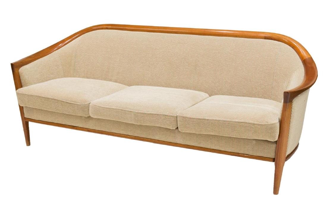 DANISH MID-CENTURY UPHOLSTERED TEAK SOFA (1 of 2)