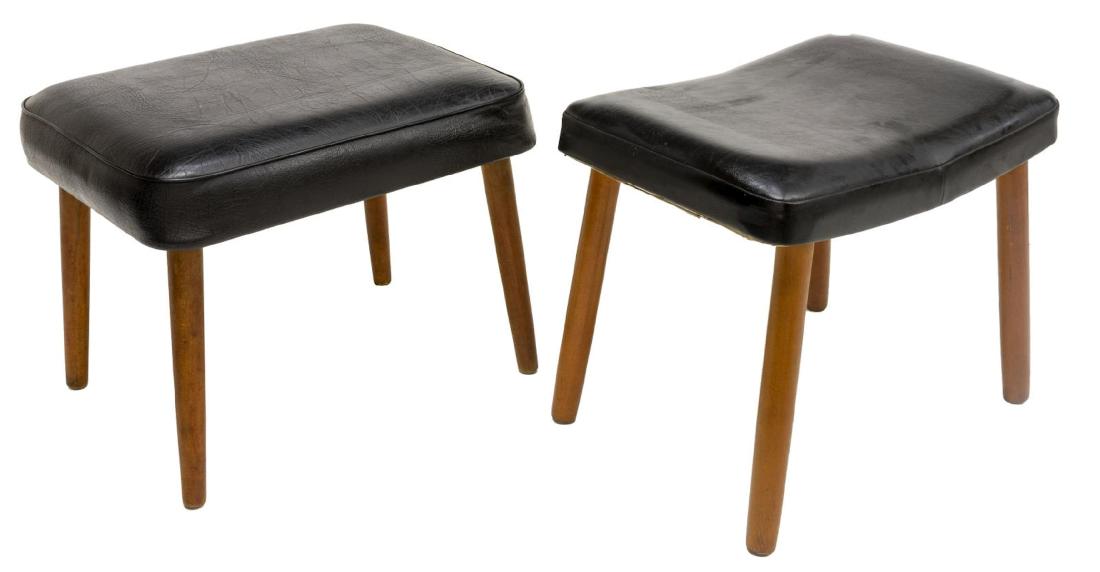 (2) DANISH MID-CENTURY MODERN TEAK VINYL STOOLS (1 of 3)