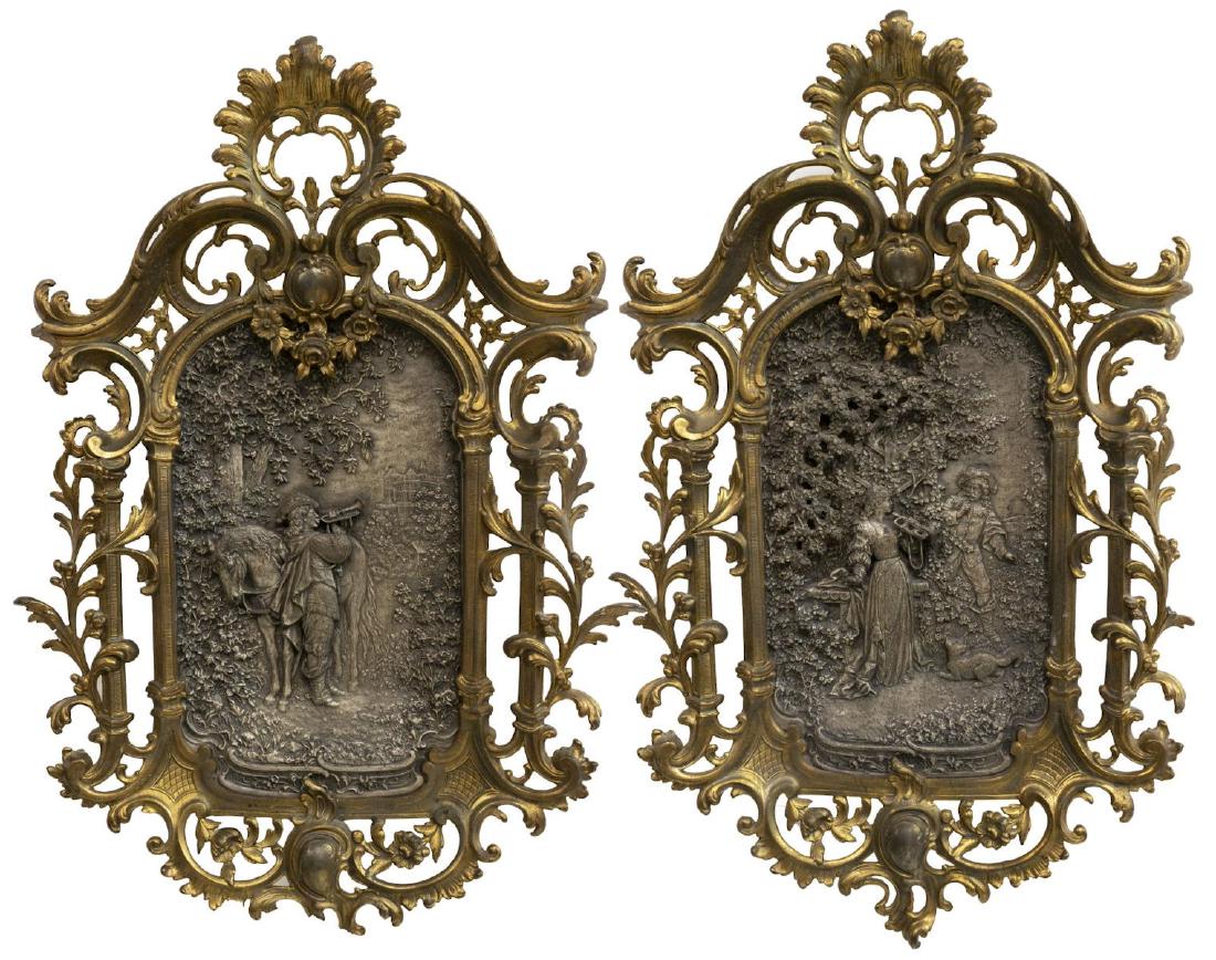 (2) CONTINENTAL FIGURAL RELIEF METAL WALL PLAQUES (1 of 3)