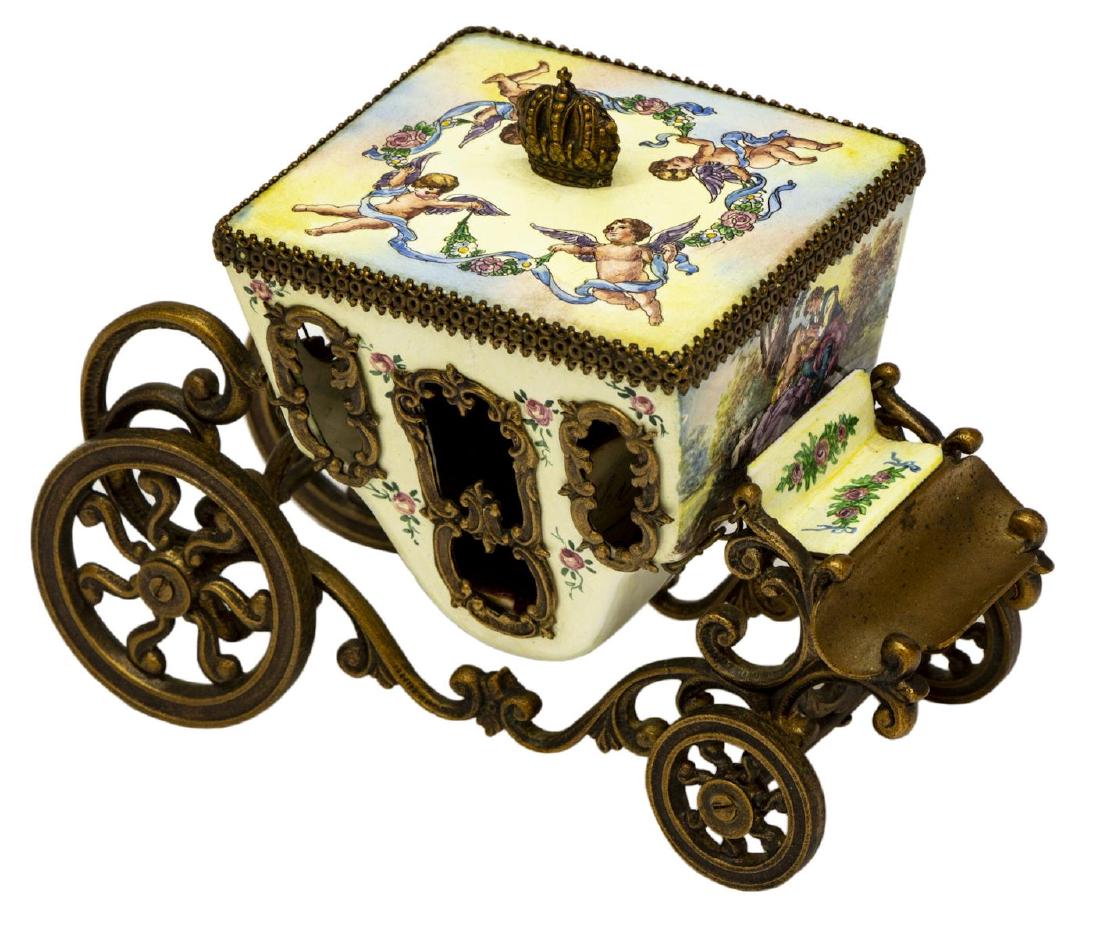 AUSTRIAN ENAMEL & GILT METAL MINIATURE CARRIAGE (1 of 4)