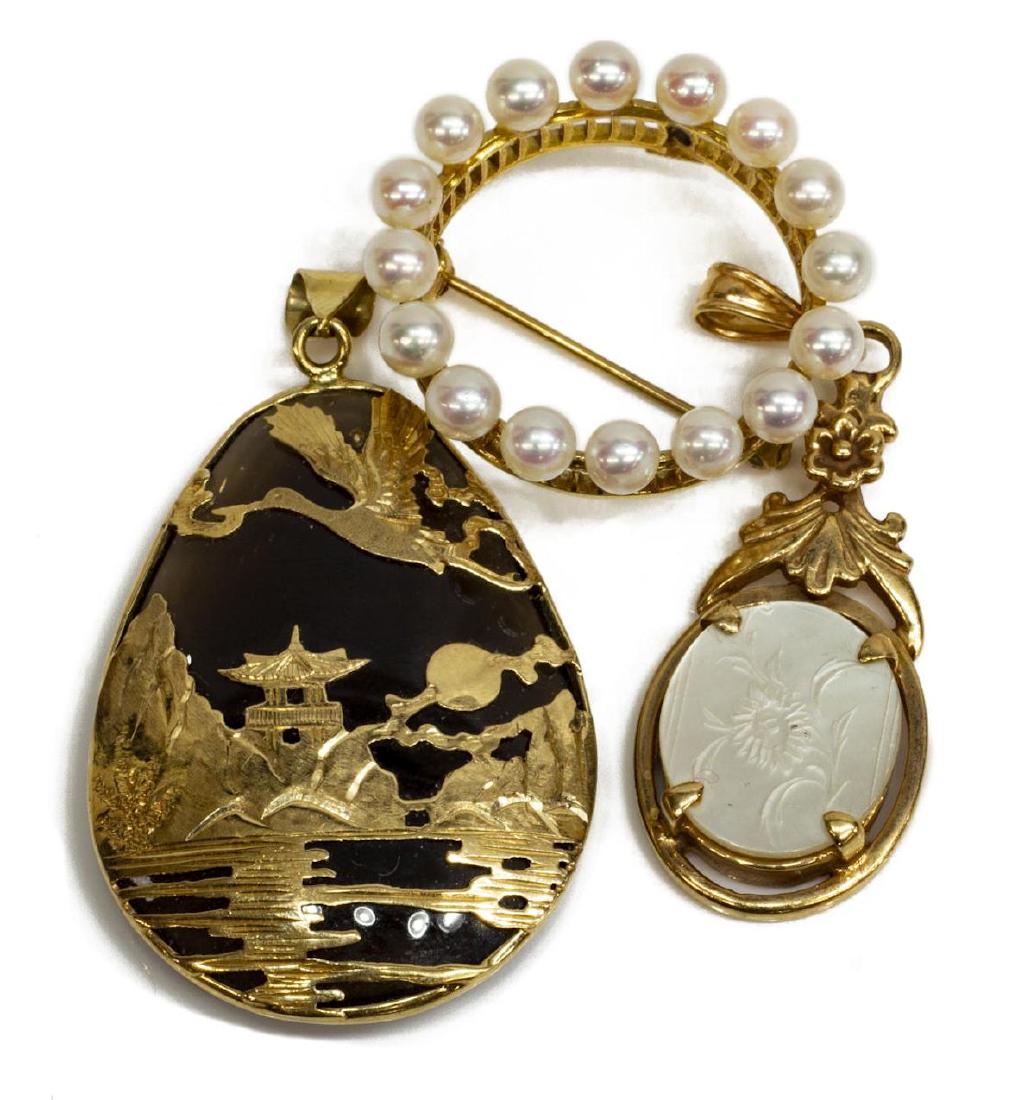 (3) ESTATE 14KT GOLD MOP, PEARL & ASIAN PENDANTS (1 of 6)