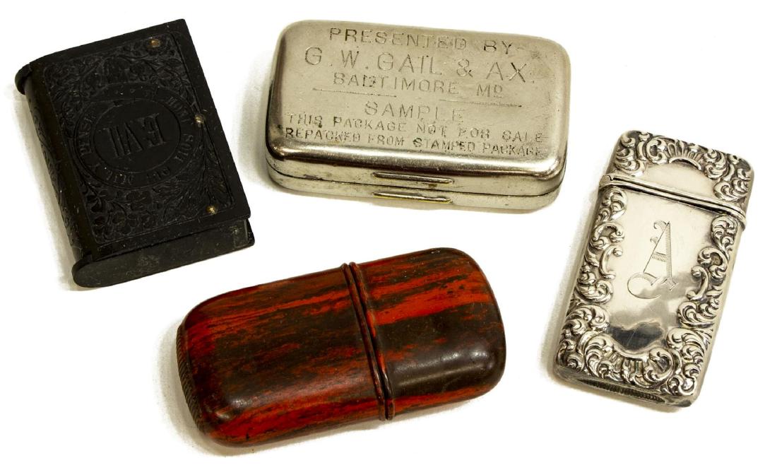 (4) COLLECTION OF ANTIQUE MATCH SAFES