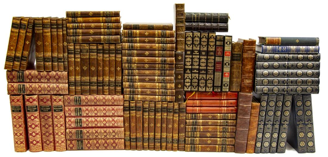 (90) FRENCH LEATHER BOUND LIBRARY SHELF BOOKS (1 of 3)