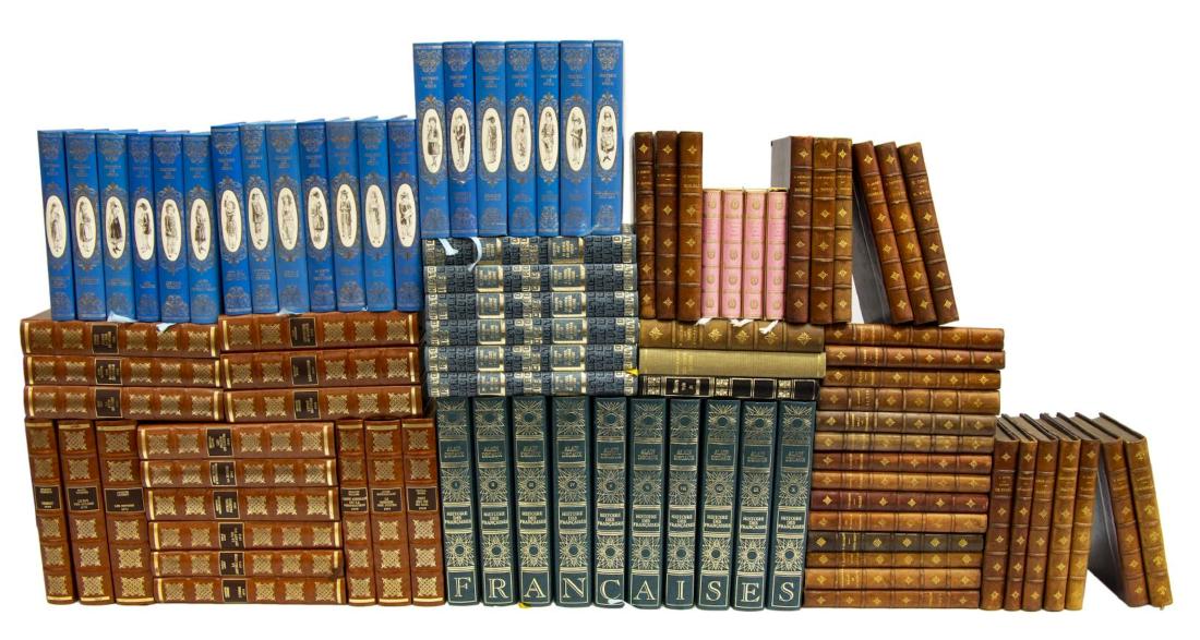 (91) FRENCH LEATHER BOUND LIBRARY SHELF BOOKS (1 of 3)