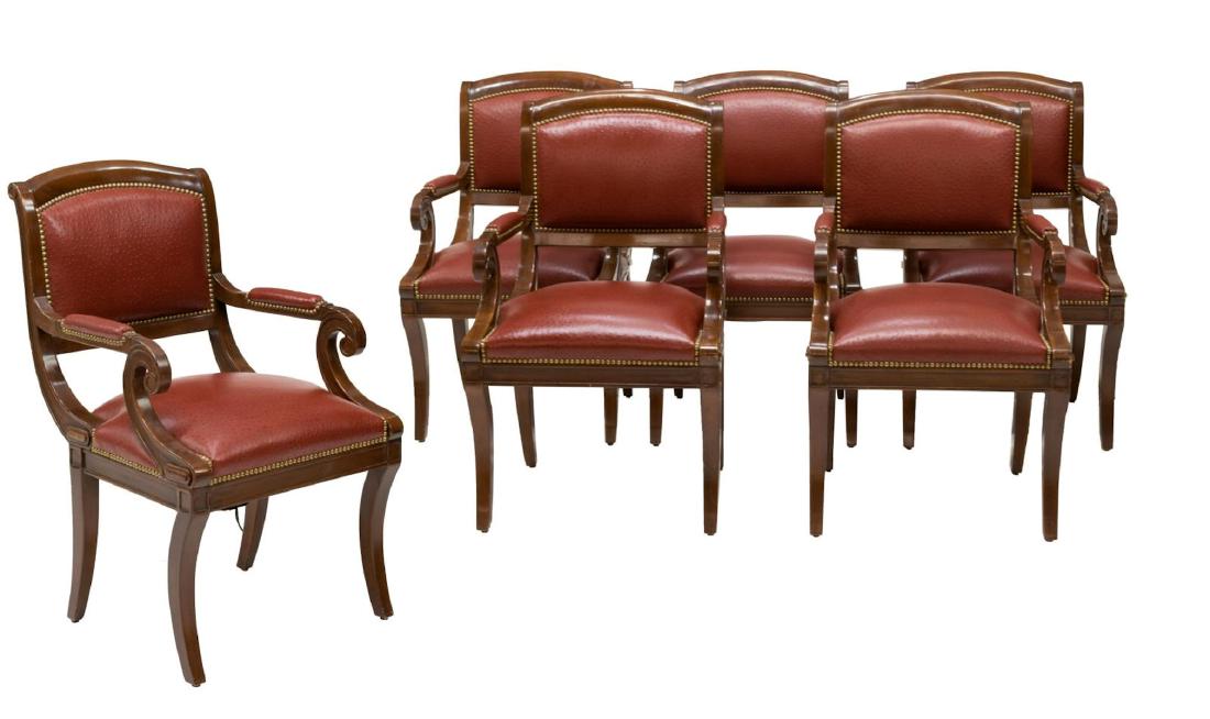 (6) WILLIAM SWITZER EMBOSSED LEATHER ARMCHAIRS (1 of 2)