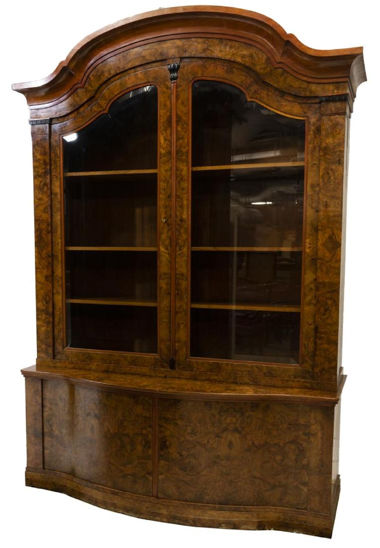 DANISH BURLED WALNUT DISPLAY CABINET / BOOKCASE (1 of 4)