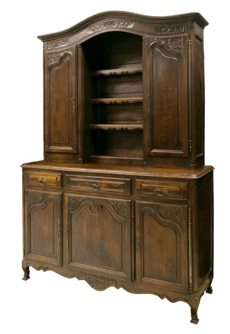 FRENCH LOUIS XV STYLE OAK DEUX CORPS BUFFET (1 of 3)