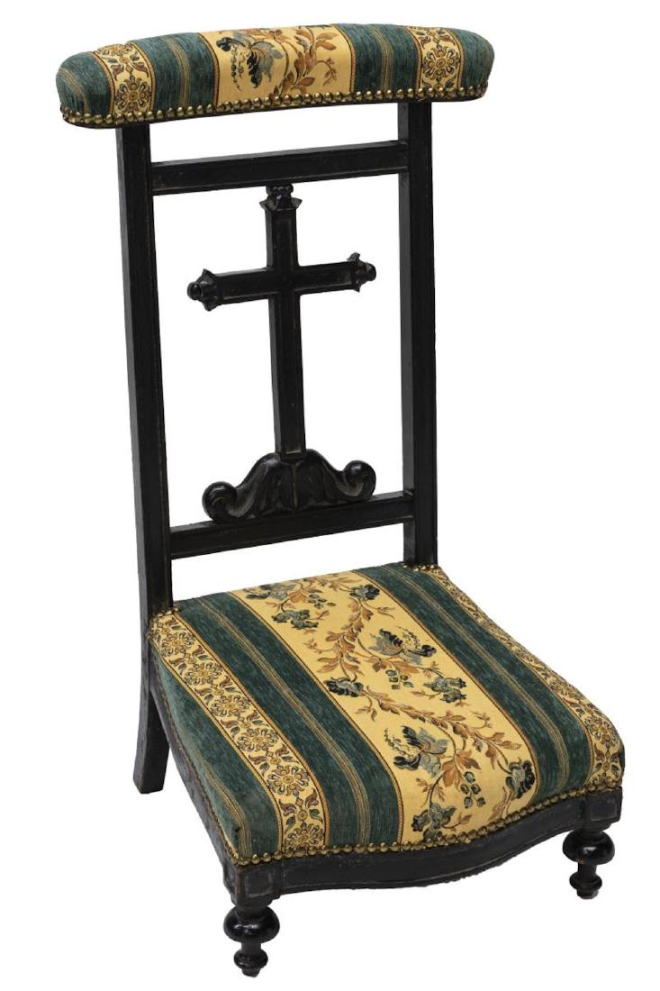 FRENCH NAPOLEON III EBONIZED WOOD PRAYER CHAIR (1 of 2)