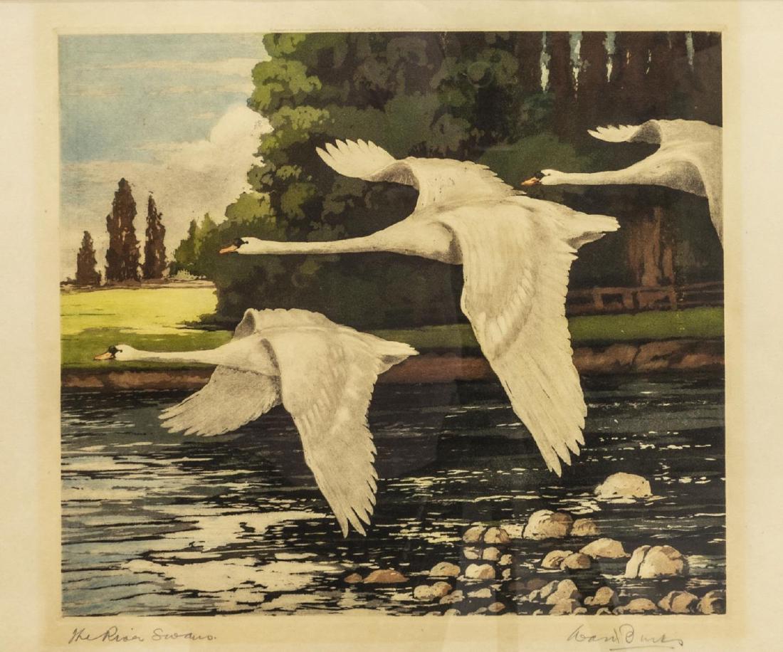 RUBEN WARD BINKS (1880-1950) SWANS AQUATINT (1 of 5)