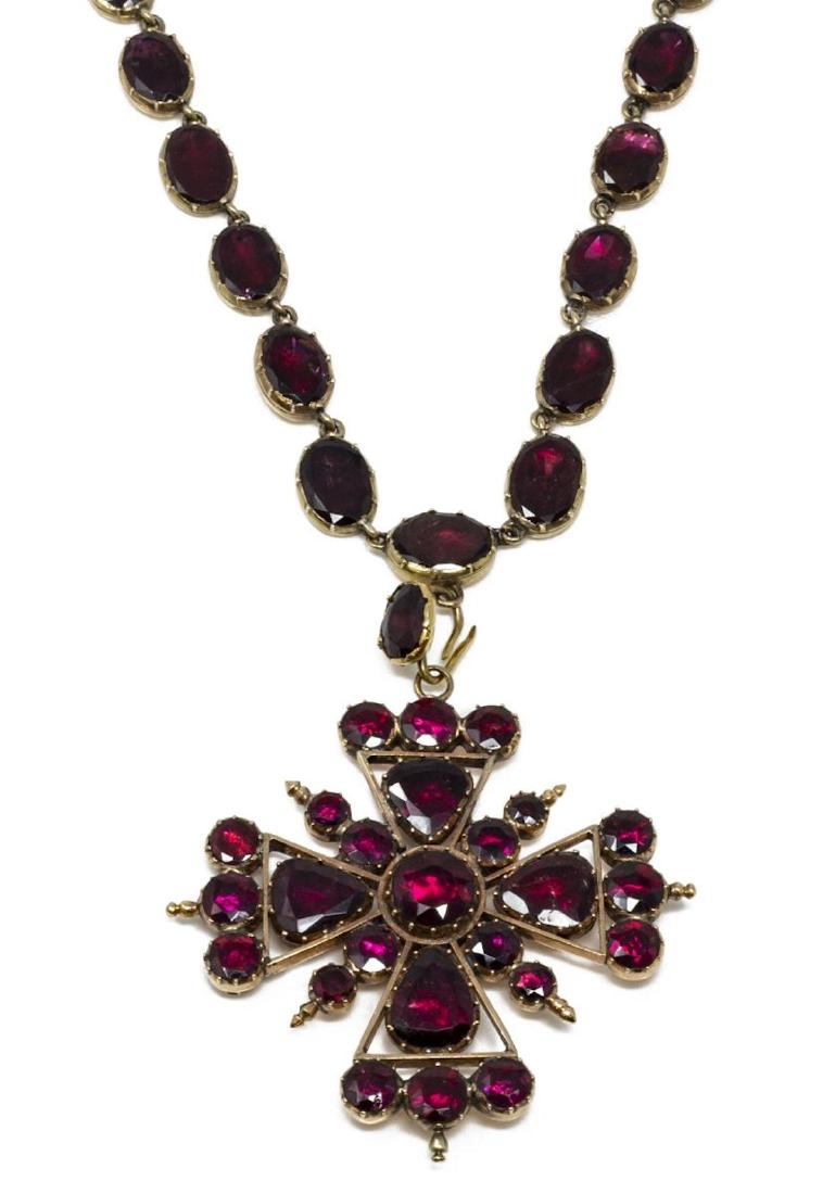 ESTATE 14KT & 10KT GOLD & GARNET PENDANT NECKLACE (1 of 2)