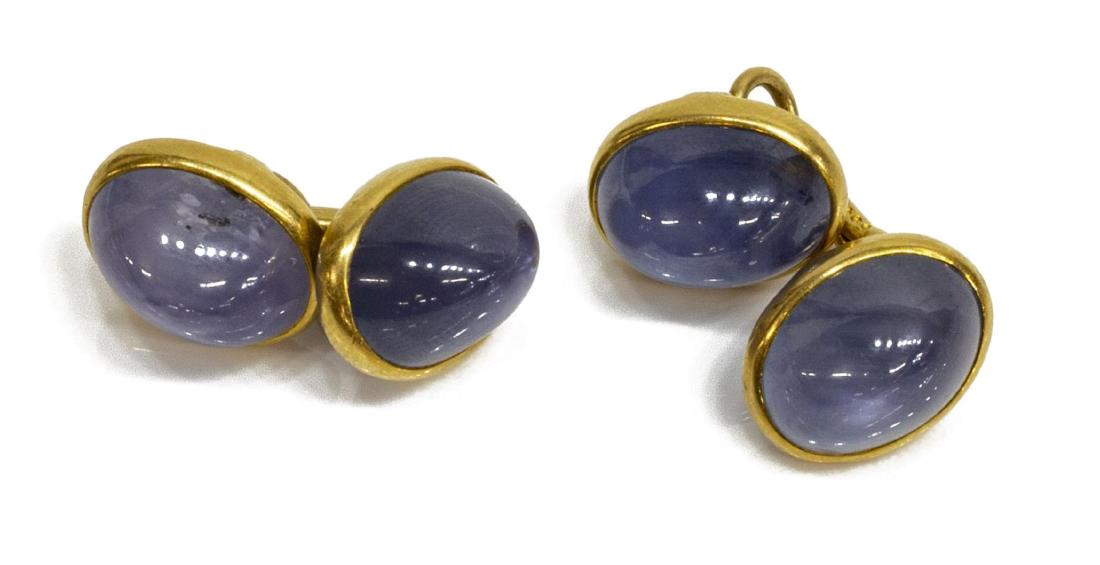 TIFFANY & COMPANY 18KT & STAR SAPPHIRE CUFF LINKS (1 of 3)