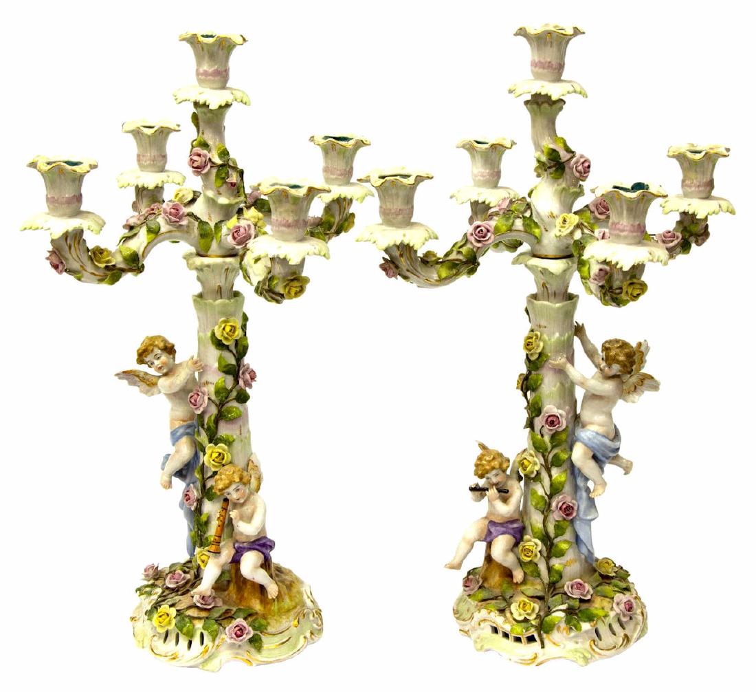 (PAIR) GERMAN VON SCHIERHOLZ PORCELAIN CANDELABRA (1 of 5)