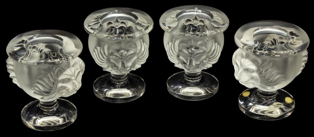 (4) LALIQUE FRANCE 'TETE DE LION' MINIATURE URNS (1 of 3)