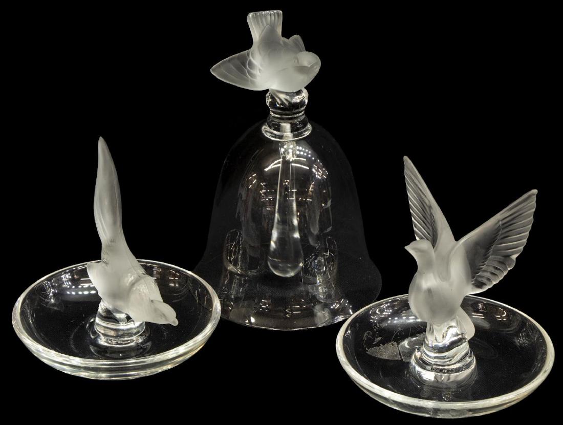 (3) LALIQUE FRANCE CRYSTAL TABLE BELL & RING DISH (1 of 3)