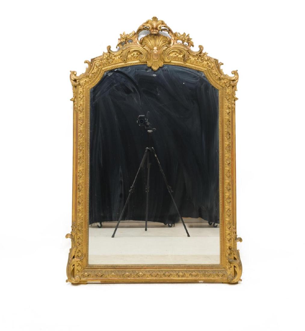 FRENCH LOUIS XV STYLE CARVED & GILDED WALL MIRROR (1 of 3)