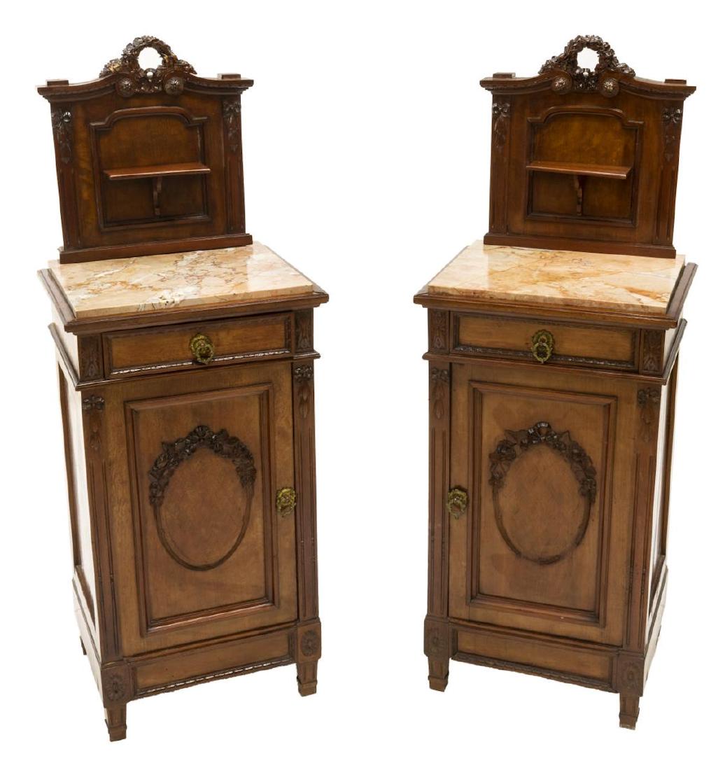 (2) ITALIAN LOUIS XVI STYLE WALNUT BEDSIDE CABINET (1 of 2)