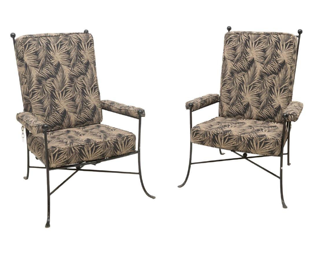 2)FRENCH PAINTED BLACK IRON RECLINING PATIO CHAIRS (1 of 3)