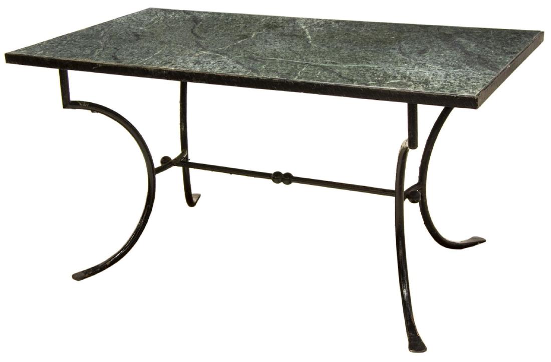 OUTDOOR PATIO MARBLE-TOP IRON FRAMED TABLE (1 of 2)