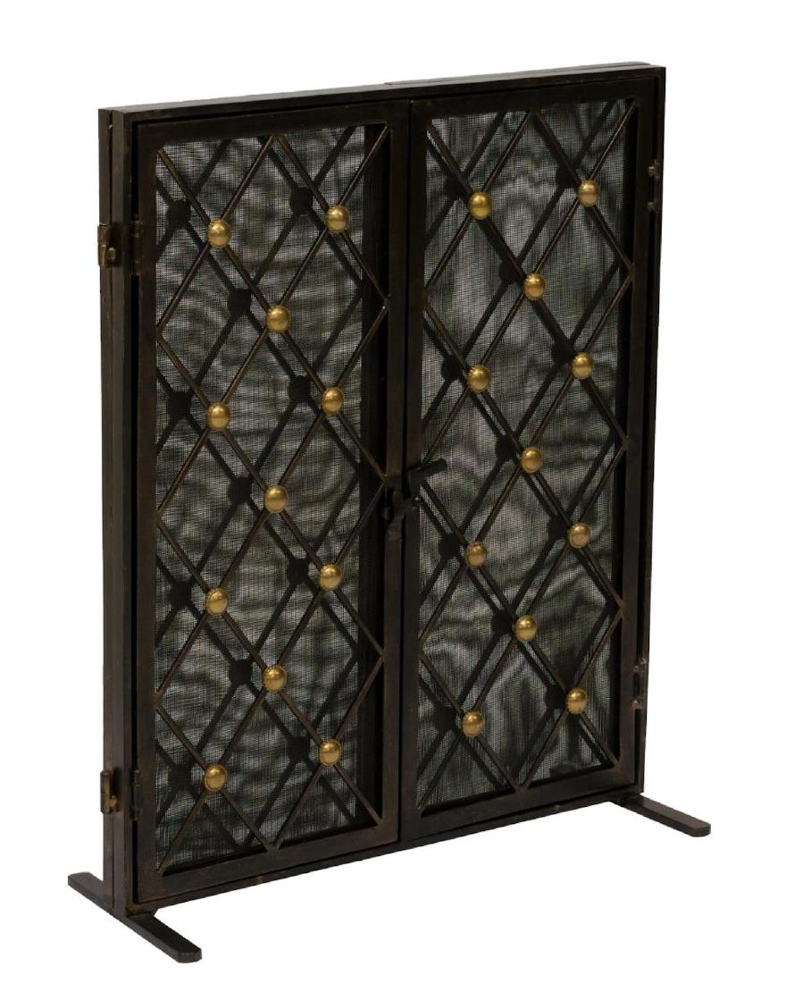 DECORATIVE IRON & BRASS FIREPLACE SCREEN (1 of 2)