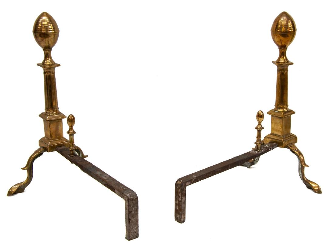 (PAIR) AMERICAN FEDERAL STYLE FIREPLACE ANDIRONS (1 of 2)
