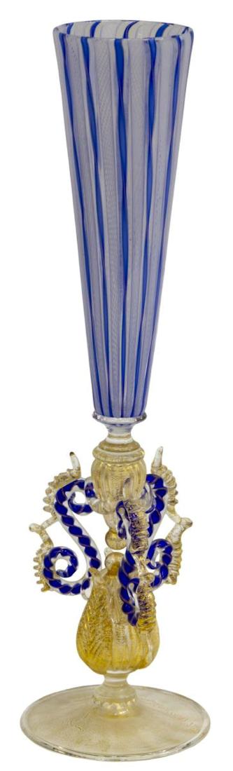 FANCY VENETIAN LAGUNA MURANO CHAMPAGNE FLUTE (1 of 3)