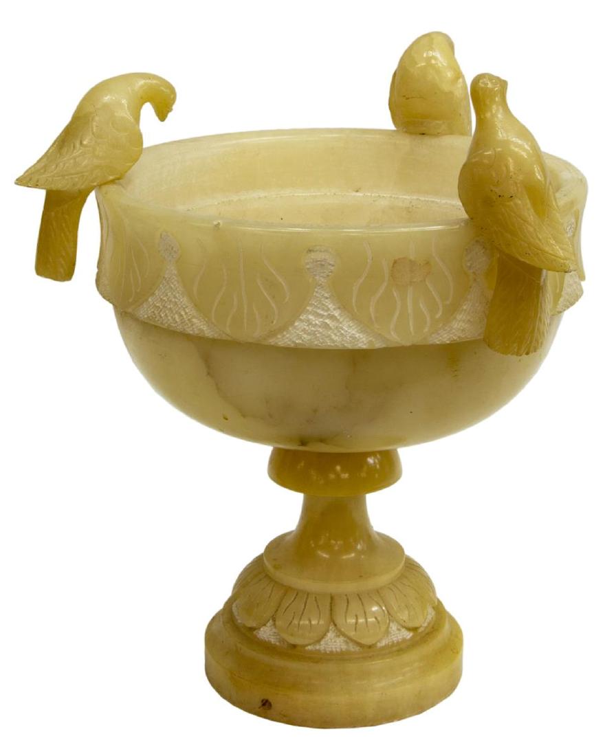 ITALIAN CARVED ALABASTER URN W/ BIRDS (1 of 2)