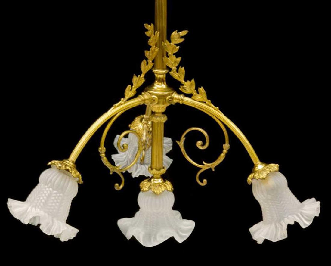 CONTINENTAL GILT METAL FOUR- LIGHT CHANDELIER (1 of 2)