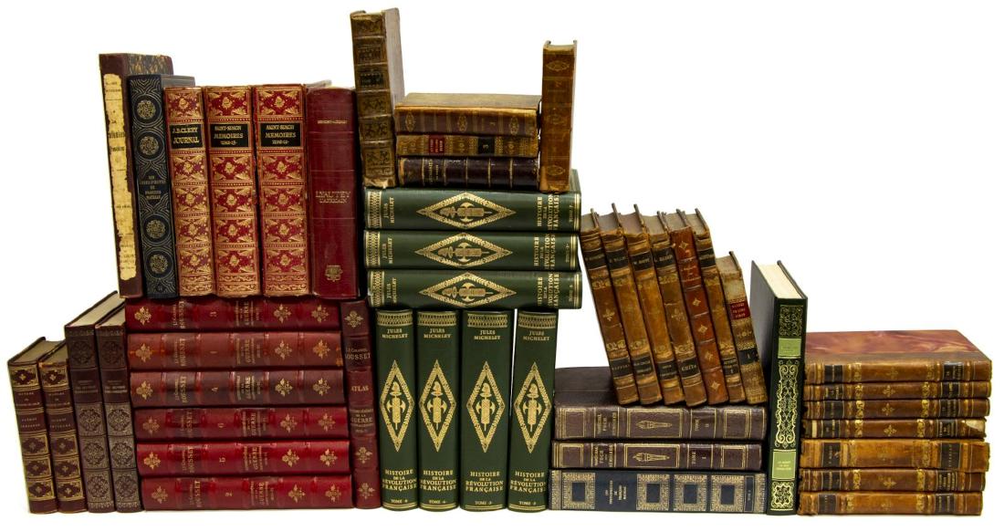 (47) FRENCH LEATHER BOUND LIBRARY SHELF BOOKS (1 of 3)