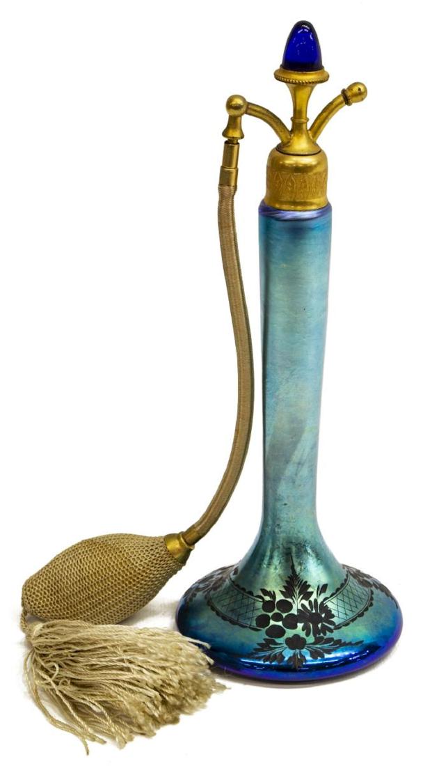 STEUBEN BLUE AURENE ART GLASS PERFUME ATOMIZER (1 of 3)