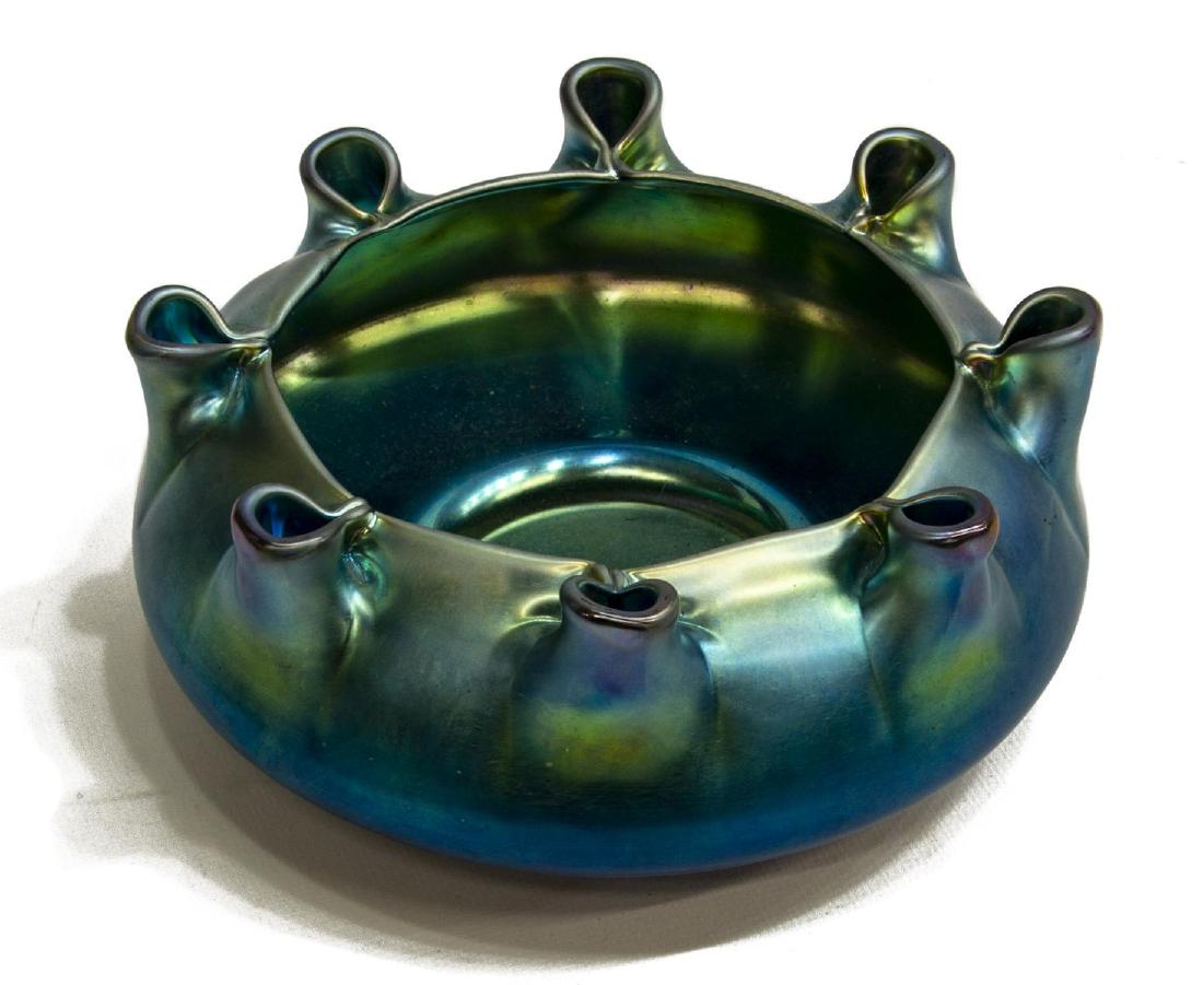 CARDER STEUBEN BLUE AURENE ART GLASS LOW BOWL (1 of 3)