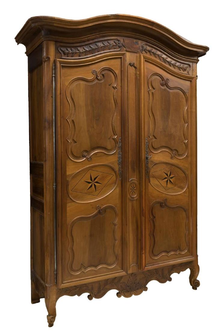 EXCEPTIONAL FRENCH LOUIS XV STYLE WALNUT ARMOIRE (1 of 4)