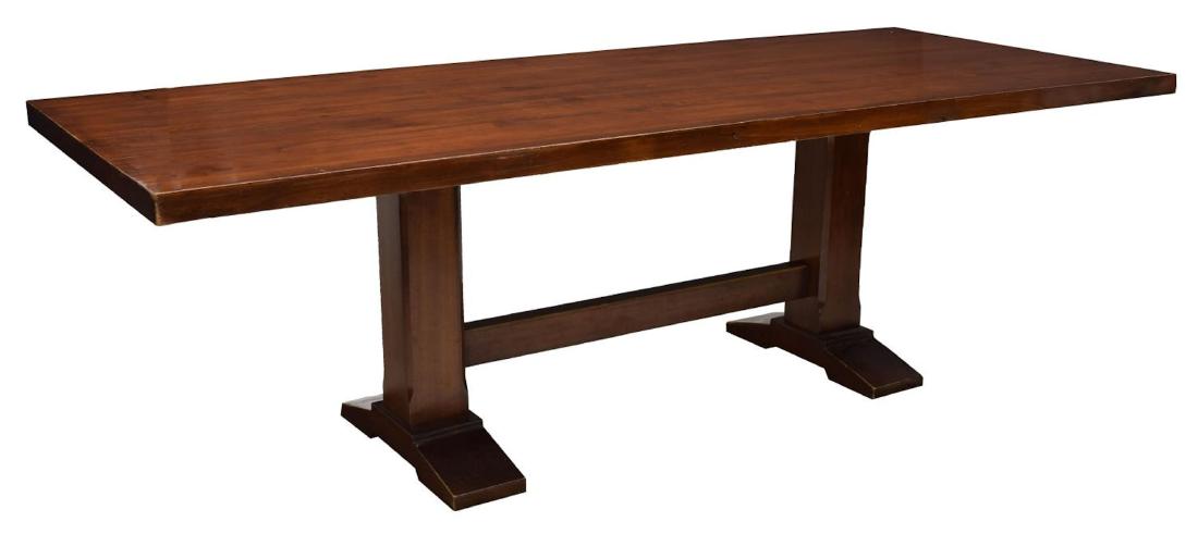 LARGE ITALIAN WALNUT TRESTLE BASE DINING TABLE (1 of 2)
