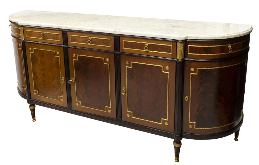 FRENCH LOUIS XVI STYLE MAHOGANY & MARBLE SIDEBOARD (1 of 3)