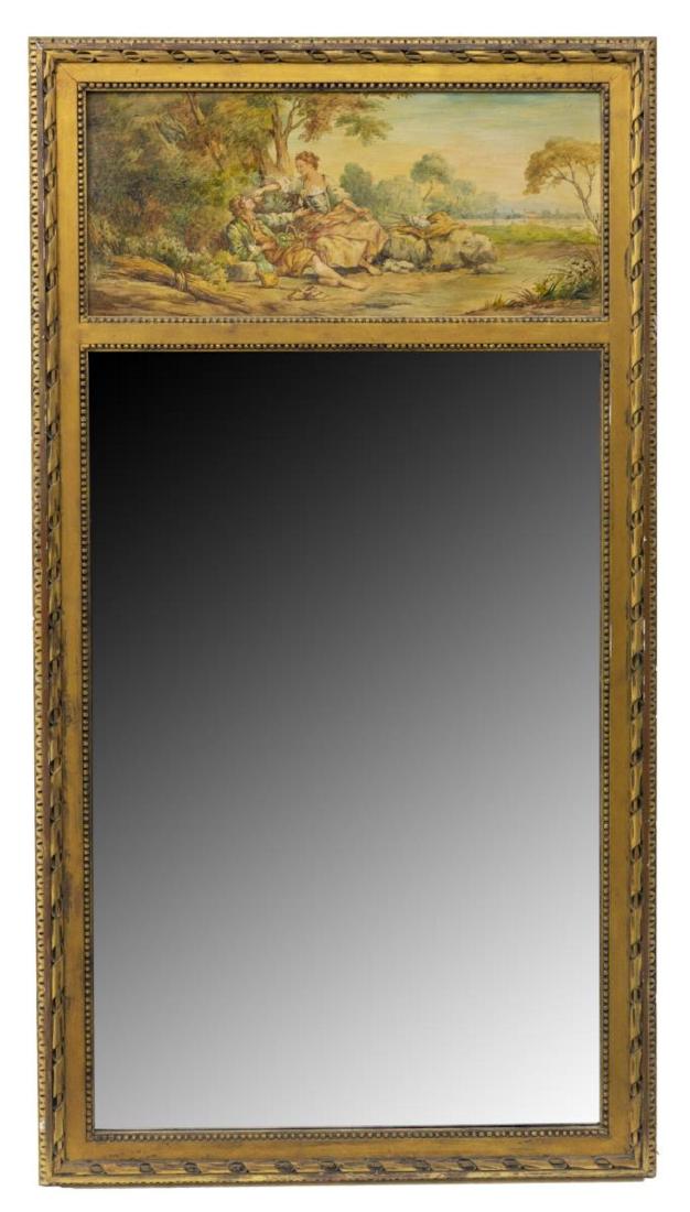 FRENCH PAINTED TRUMEAU BEVELED MIRROR (1 of 3)