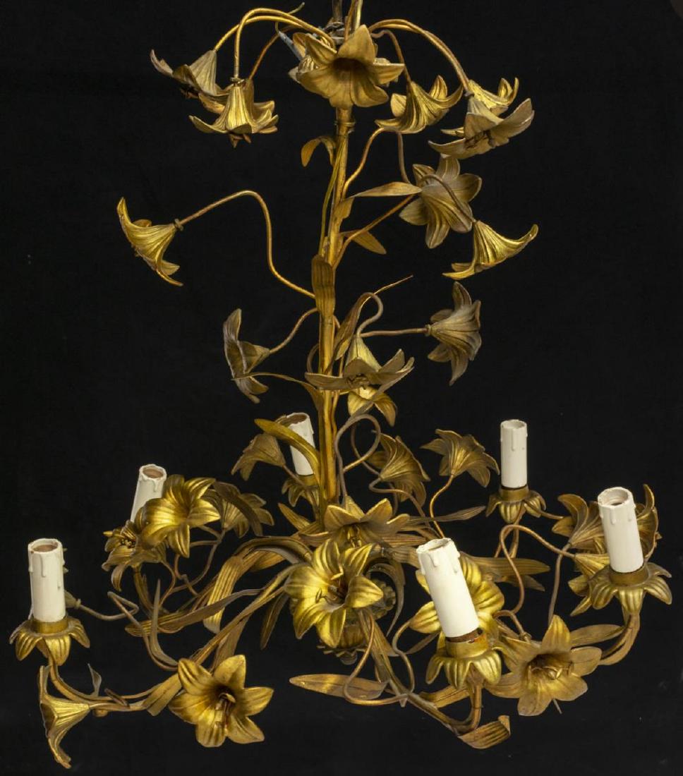 ITALIAN GILT METAL ELABORATE 6 LIGHT CHANDELIER (1 of 3)
