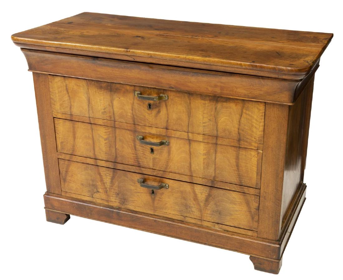 FRENCH LOUIS PHILIPPE WALNUT THREE-DRAWER COMMODE (1 of 3)