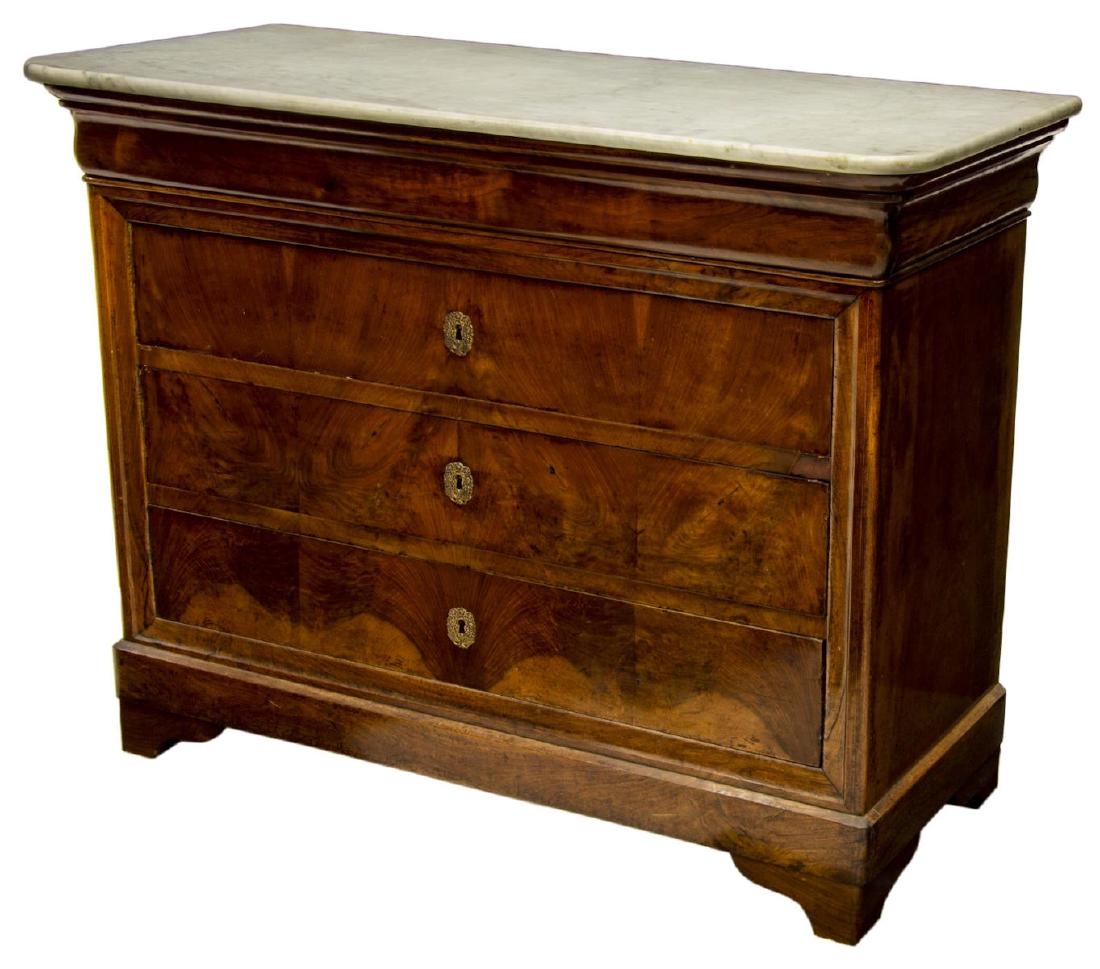 FRENCH CHARLES X MARBLE & WALNUT COMMODE (1 of 3)
