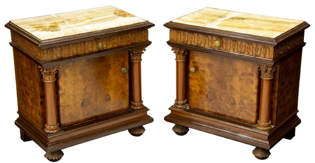 (PAIR) ITALIAN EMPIRE STYLE MARBLE-TOP NIGHTSTANDS (1 of 3)
