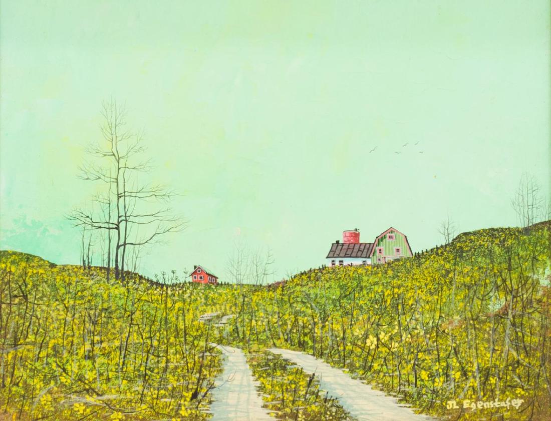 JOHN EGENSTAFER (B.1943) OIL PAINTING FARM SCENE (1 of 4)