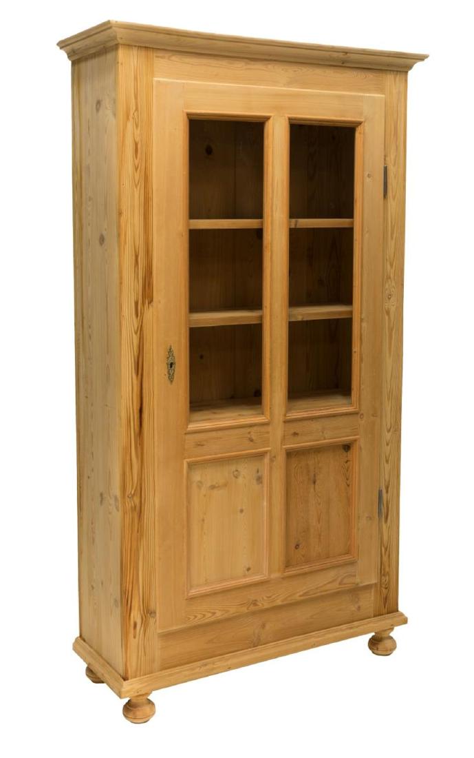 DANISH STRIPPED PINE GLAZED DOOR DISPLAY CABINET (1 of 2)