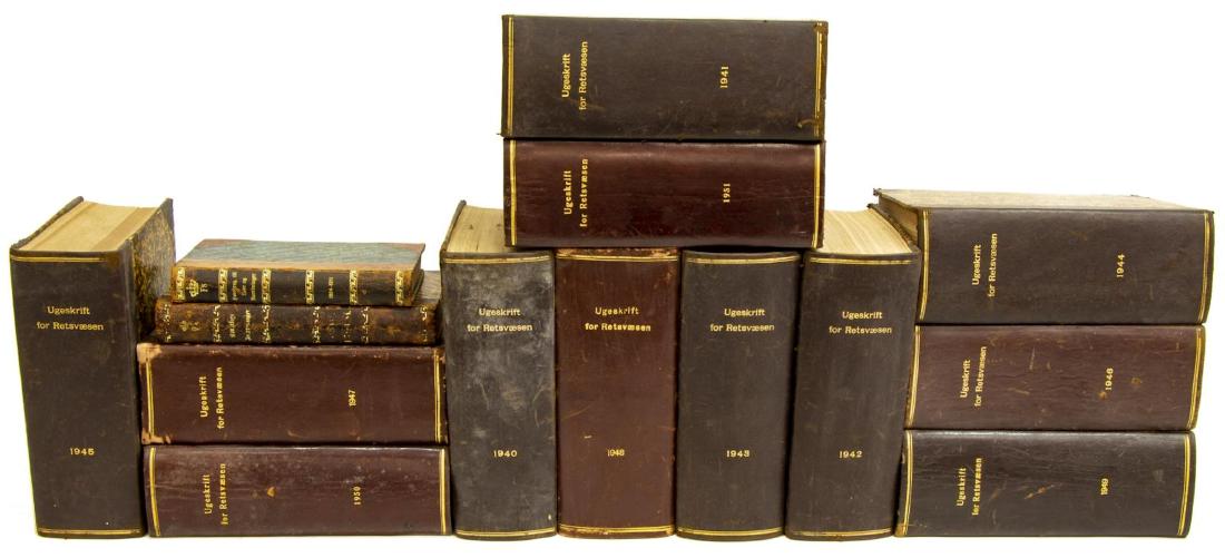 (14) DANISH LEATHER BOUND LIBRARY SHELF BOOKS (1 of 3)