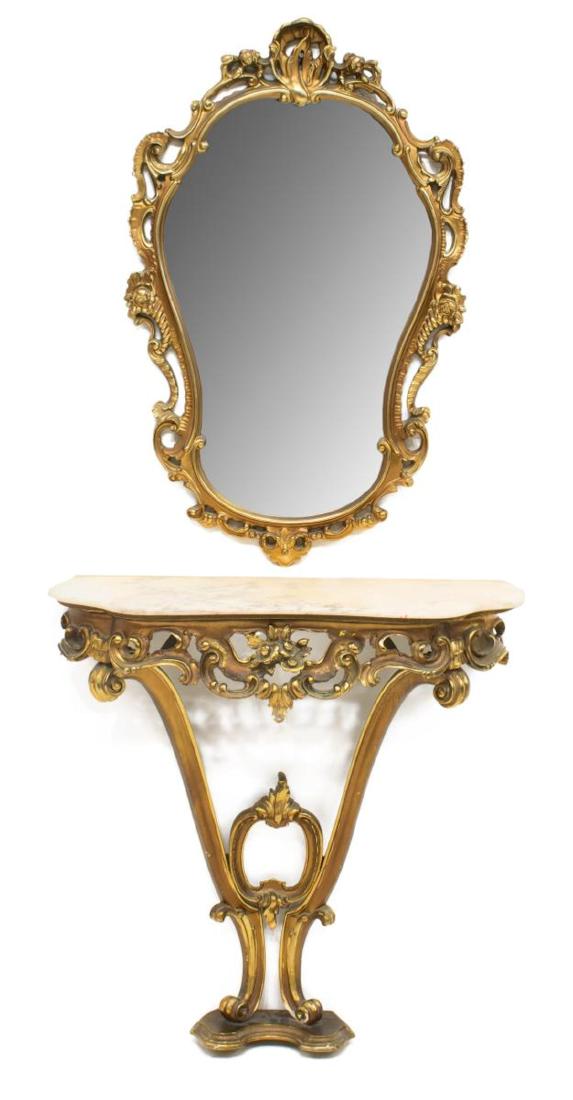 LOUIS XV STYLE GILTWOOD CONSOLE TABLE & MIRROR (1 of 3)