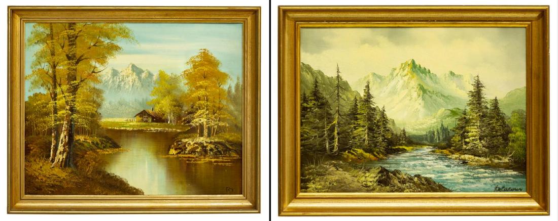 (2) FRAMED OIL ON CANVAS LANDSCAPE PAINTINGS (1 of 8)