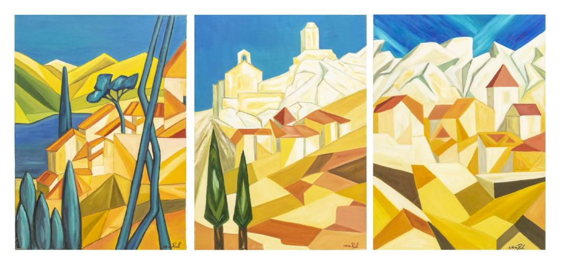 (3) FRENCH UNFRAMED PAINTINGS ON STRETCHED CANVAS (1 of 6)