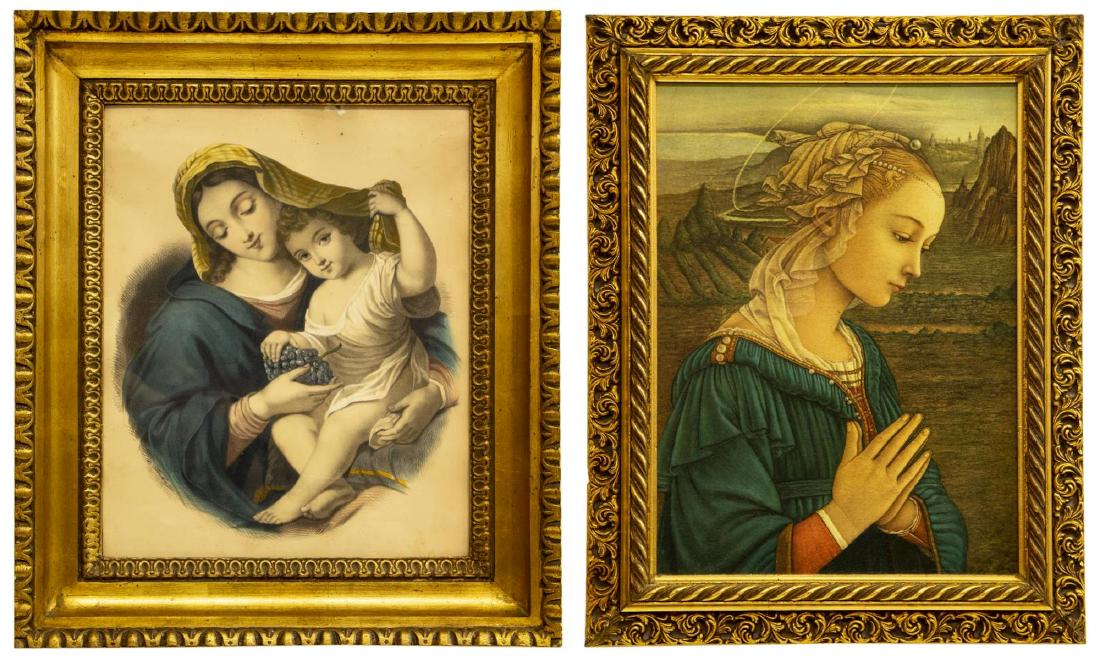 (2) ITALIAN GILT FRAMED RELIGIOUS MADONNA PRINTS (1 of 7)